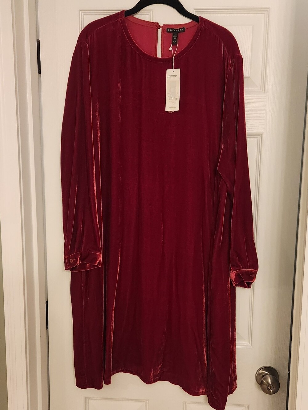 Eileen Fisher Size Xl Red Velvet Midi Swing Dress Christmas Party Nwt - Picture 5 of 10